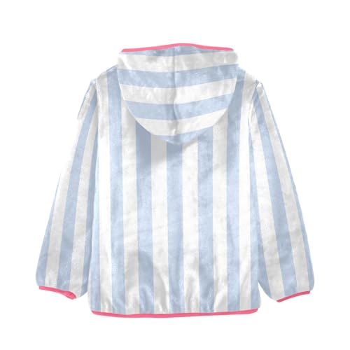 GuoChe Blue Vertical Stripes Hooded Fleece Jacket Baby2