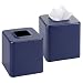 mDesign Modern Square Metal Paper Facial Tissue Box Cover Holder for Bathroom Vanity Countertops, Bedroom Dressers, Night Stands, Desks and Tables, 2 Pack - Matte Navy Blue