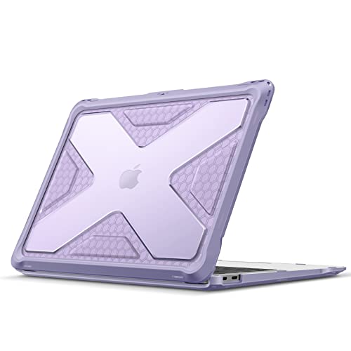 FINTIE Cover compatibile con MacBook Air 13 2020 2019 2018, modelli A2337 (M1) / A1932 / A2179 - Custodia rigida ibrida robusta custodia trasparente antiurto in TPU di protezione, lilla