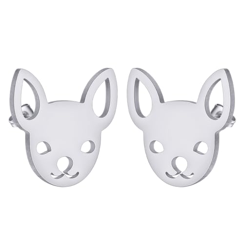 Boucles d'oreilles chihuahua acier inoxydable bijoux animaux émail pour homme femme