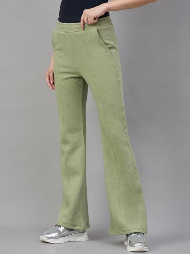 Image of 98 Degree North Women Flared Fleece Track Pants-GL1315-ALMOND