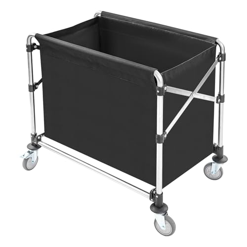 Deinungen Cesto Portabiancheria con Ruote,Acciaio inox Carrello per biancheria con Rimovibile Sacco Oxford, portata 200 kg, 87 x 52 x 78 cm,Laundry Basket per Camera da Letto, Bagno, Lavanderia