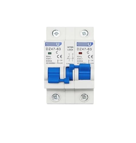 Interrupteur rail DIN double alimentation inverseur source manuel 40A