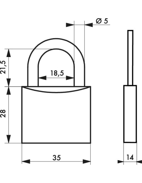 THIRARD 00021011 Cadenas FTH MH2 Padlock, Solid Brass Body and Hardened Shackle, 35mm Base, 2 Steel Toothed Keys, 35 mm - Image 3