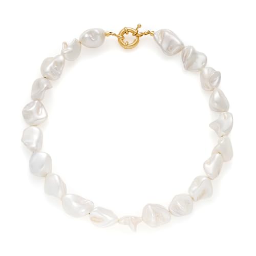 LILIE&WHITE Shell Necklace For Women White Chunky Shell Gemstone Necklace Colorful Summer Beach Necklace