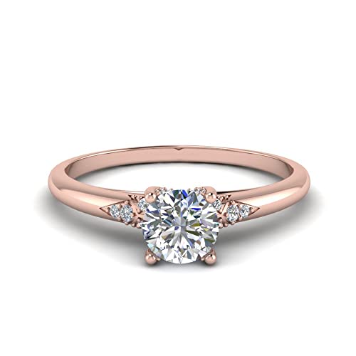 Image of Choose Your Gemstone Petite Dome Engagement Ring Rose Gold Plated Round Shape Petite Engagement Rings Everyday Jewelry Wedding Jewelry Handmade Gifts for Wife US Size 4 to 12