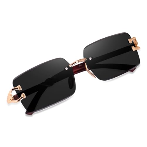 Image of Dervin UV Protected Rectangular Rimless Sunglasses for Men and Women