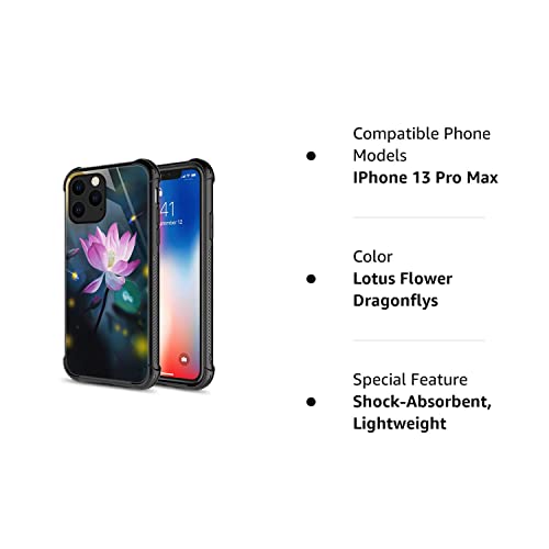 Carloca Compatible With Iphone 13 Pro Max Case,Lotus Flower Dragonflys Graphic Design Shockproof Anti-Scratch Drop Protection Case For Apple Iphone 13 Pro Max #TOP7