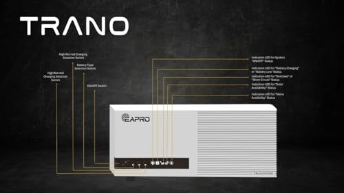 Image of Eapro Trano Inverter with Nano Technology & Pure Sine Wave 12A Solar Charge Controller Sleek Design Efficient Power Conversion|Energy Efficiency & Reliability |3 Years Warranty (TRANO-1000S)
