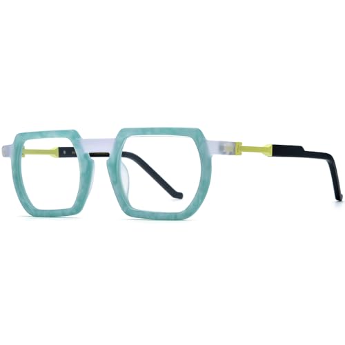 Image of HEPIDEM Matte Multicolor Acetate Glasses Frame Men Vintage Square Eyeglasses Optical Spectacles 9289