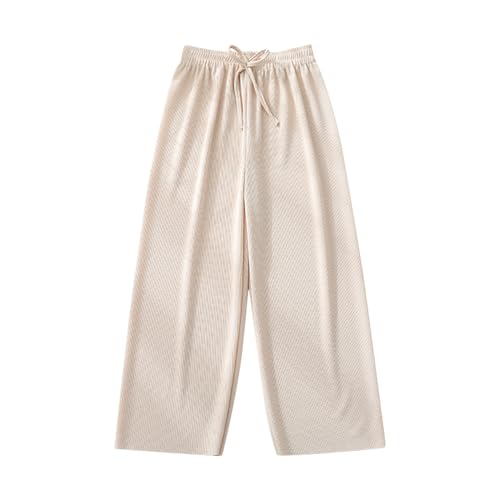 Girls Wide Leg Palazzo Pants Lightweight Flowy Stretchy Pants Kid Loose Comfy Trousers Straight Leg Activewear with Pockets