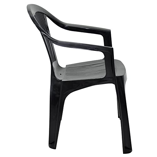 CADEIRA PLASTICA MONOBLOCO COM BRACOS GUARAPARI PRETA TRAMONTINA