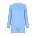 Sweatsuits for Women Set 2 Piece Sweatshirt Short Set Lounge Wear Trendy Tracksuit Comfy Fashion Outfits Clothes Light Blue M