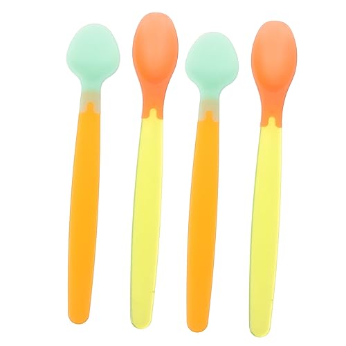 Mobestech 2Juegos Cucharas Infantiles de Silicona de Cambio de Color de Utensilios de Alimentación para Bebés y Pequeños Material Seguro y Duradero para Recién Nacidos y Lactantes