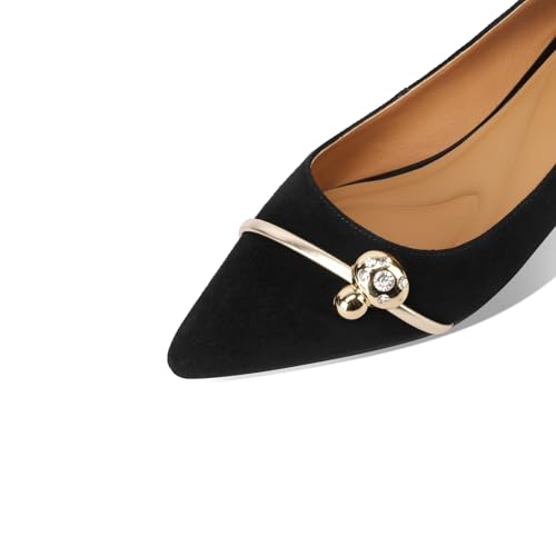 Women's Pointed Toe Soft Suede Leather Handmade Low Heels Cute Pumps Shoes3