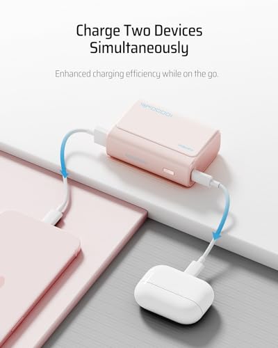 Image of CUKTECH 30W Mini Power Bank, 10000mAh Portable Charger PD3.0 Fast Charging, Dual-Charging Ports Battery Pack, Compatible with iPhone 16 /15 /14 /13 Series, Samsung S24 /S23 /S22, iPad, AirPods, etc (Pink)