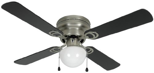 Hardware House 543611 Aegean Flush-Mount 42-Inch Ceiling Fan with Optional Light Fixture, Satin Nickel