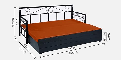 Image of 3 Seater Metal Sofa Cum Bed with Hydraulic Storage | King Size Sofa Cuma Bed | 3 Seater Sofa Set, Metal Sofa Set for Living Room (Rust, King Size (76 inch x 72 inch))