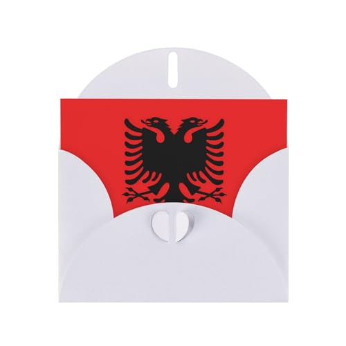 JxWCher Greeting Cards, Albanian flag Print Blank Note Cards with Envelopes for Christmas, Weddings, Thank Yous