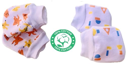 Image of VIN New Born Baby Cotton Mittens Caps Gloves Booty Combo Pair of 2 Unisex Durable Gift Set (3-6 Months)