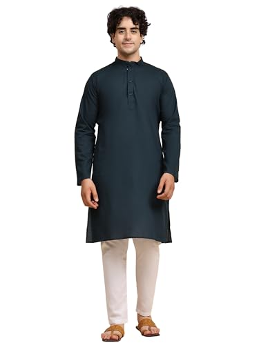 Image of SKAVIJ Men's Casual Kurta Pajama Set Regular Fit Traditional Dress Yoga Outfit