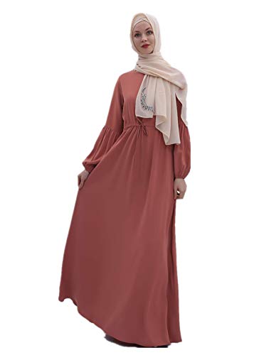HZUX Solid Abayas for Women Long Dress Women Dubai Dresses Kaftan Islamic Robe Orange