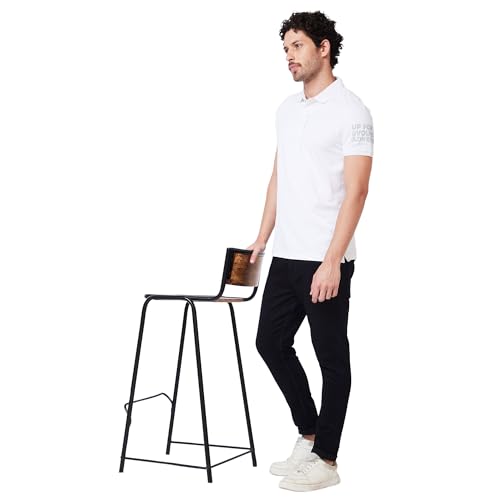 Image of Spykar Men's Slim Fit Ribbed Collar Half Sleeve Solid Casual T-Shirt