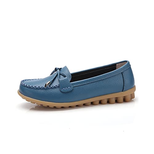 Image of Momuk Women's Penny Loafers Leather Driving Moccasins Slip On Boat Shoes Fashion Comfort Flats