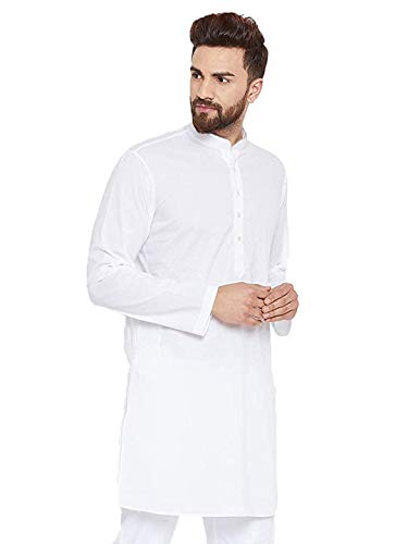 Image of Vastraa Fusion Men's Printed Kurta Pure Cotton Long Kurta, Round Collar, Full Sleeves, Button Kurta, Ethnic Wear