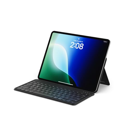 Image of Satechi OntheGo Bluetooth Keyboard with Adjustable Stand, Connect up 3 Devices, USB C Rechargeable Battery, Compact and Portable Keyboard for iPad, Tablet - Black