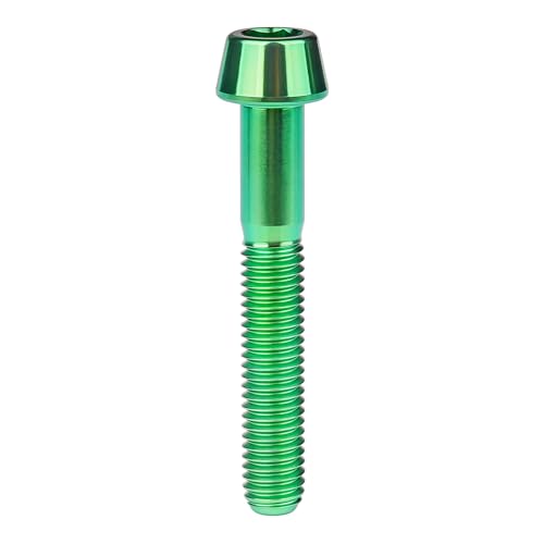 Image of Titanium Ti Bolt M5x9 16 18 20 25 30 35 40 45 50 55 60mm Tapered Head Screws Pack of 4 (M5x35mm, Green)