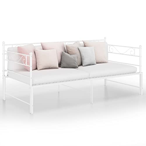ZEYUAN Estructura de sofá Cama extraíble, Sofa Chaise Longue, Sillon Cama, Sofas De Salon, Sofacama, Muebles Salon, Chaiselongue, de Metal Blanco 90x200 cm