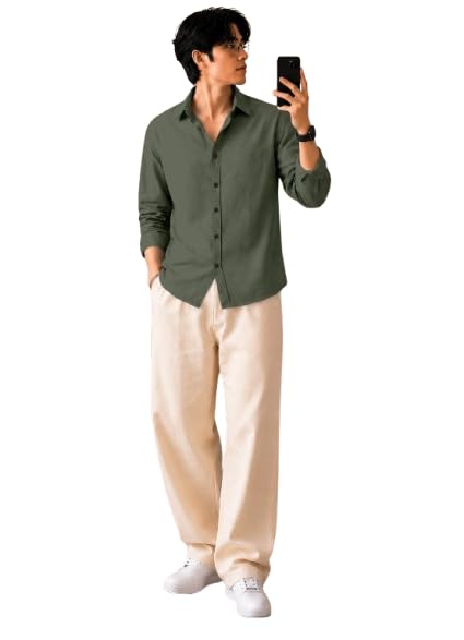 Image of Trendy Threads Men's Stylish Solid Shirt | Full Sleeve Regular Fit Casual Look | Button Down Shirt for Men 