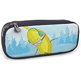 ペンケース バナナ スキー 筆箱 文房具 ペンポーチ 筆入れ PUレザー 大容量 収納 物入れ 軽量 防水 通学 多機能 化粧ポーチ 鉛筆ケース ペン袋 学生用 子供 女の子 男の子