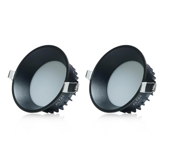 Image of 12W Deep Down LED Round Panel Light | Bright Modern Surface Ceiling Light for False Ceiling & POP Roof | Energy-Efficient Light| Cool White, Black Aluminium Body | Pack of 2