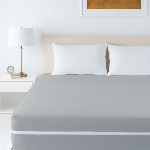 Image of Zipper Closure Style Mattress Protector Single Size 100% Waterproof Six-Sided Mattress Encasement for Bed 36x72 Inch Fit On 6 Inch 3X6 Feet Silver