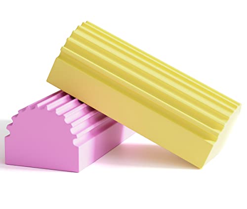 Image of HOLIKA 2-Pack Damp Clean Duster Sponge, Sponge Cleaning Brush, Duster for Cleaning Blinds, Glass, Baseboards, Vents, Railings, Mirrors, Window Track Grooves and Faucets (Pink+Yellow)