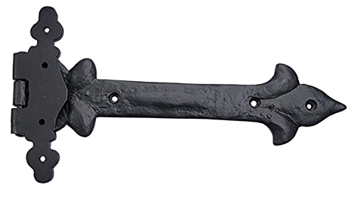 Image of Adonai Hardware Adonijah Antique Cast Iron Strap T Hinge (10 inch X 12 Pack, Matte Black) for Barn Doors, Gates, Shutters, Garages, Wooden Box, Fences, Sheds, Furniture, Chest and Trunks