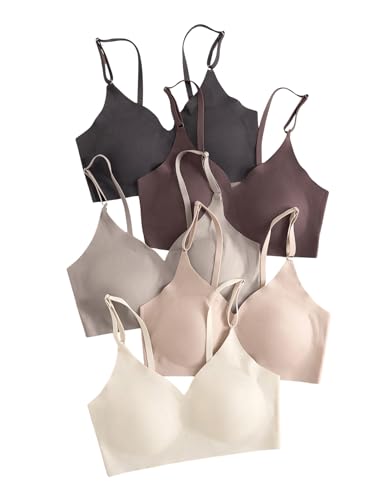 Verdusa Women's 5Pack Padded Seamless Bralettes Bra Camisole Top