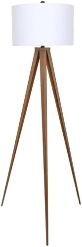 Floor Lamp Brown Metal Tripod with White Shade 153cm