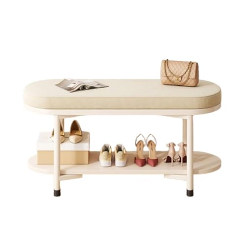 Banco de zapatos moderno con cojín de 2 niveles para entrada estrecha, elegante pasillo para espacios pequeños, diseño que ahorra espacio para muebles de entrada del hogar