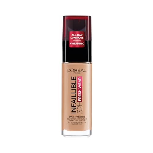 L'Oréal Paris Infalible 24H Fresh Wear Fondotinta Liquido Coprente Lunga Tenuta - 220 Sable, Juego de 3 (3 x 30 ml)
