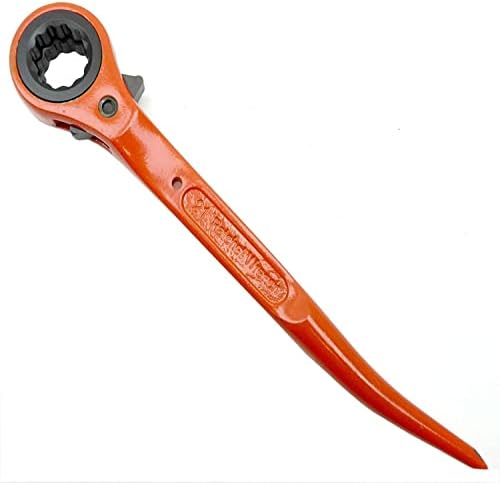 Flat Scaffold Spanner/ Ratchet Podger Spanner/ Steel Erect Spanner Short Tail 17mm x 21mm Orange Powder Coating Finish