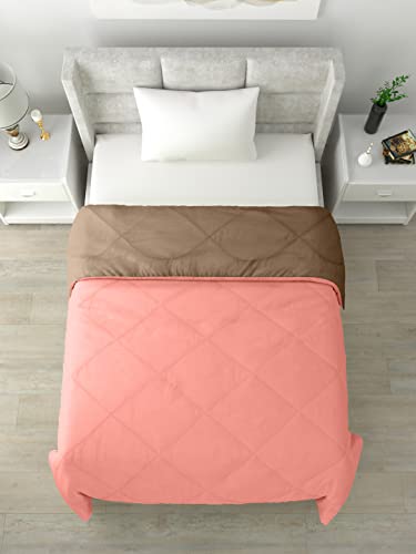 Image of Clasiko Reversible Single Bed Comforter; 60x90 Inches; 200GSM; Candy Peach & Taupe