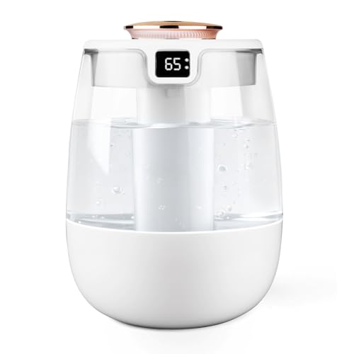 Humidifier for Bedroom 1.8L Cool Mist Humidifier with Night Light 20dB Whisper-Quiet Operation Auto Shut-Off and Dual Nozzle Design Suitable for Bedroom Plants and Office