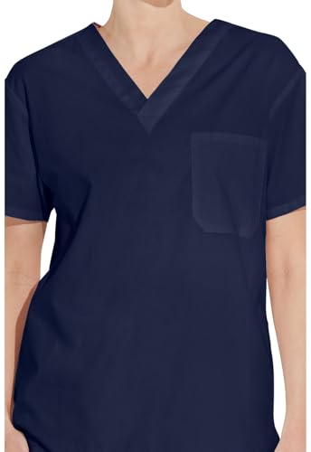 Image of Dickies EDS Signature Scrubs for Women and Scrubs for Men, Unisex One Pocket V-Neck Top in Soft Brushed Poplin 83706