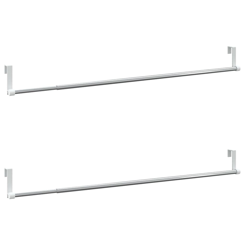 Lot de 2 tringles à rideaux télescopiques réglables en aluminium - 60-105 cm - Blanc et argenté - Pour fenêtre