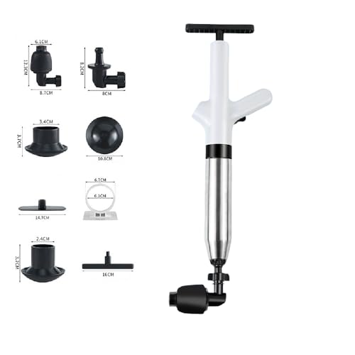 Image of Toilet unclogger (white) ，Air Plunger for Drain, High Pressure Air Drain Blaster with Visual Barometer Stainless Steel Toilet Clog Remover Toilet Unclogger Plungers for Bathroom, Kitchen,
