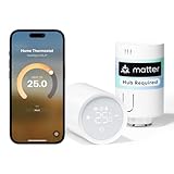 Meross Matter Heizkörperthermostat WLAN Heizungsthermostat benötigt extra Hub Smart Thermostat Funk Thermostatkopf Kompatibel mit HomeKit, Alexa, Home Assistant und Google Assistant 2pcs