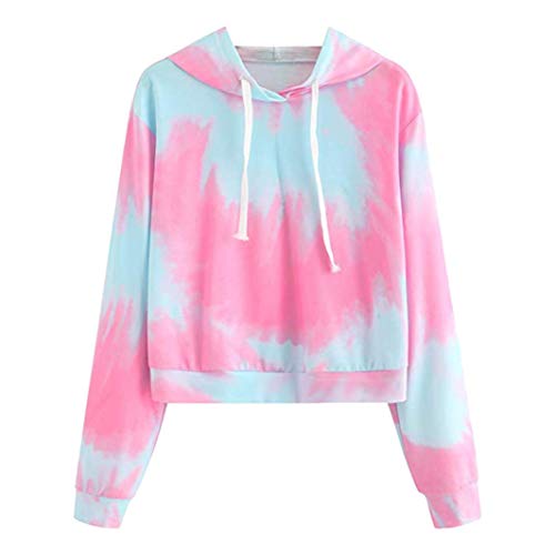 Kstare Women's Hoodie Sweatshirts Teen Girls Casual Long Sleeve Tie-Dye Crop Hooded Jumper
